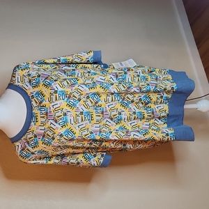 LULAROE Jane Top NWT Women's size XL License Plate Logo Short Sleeve Sweater